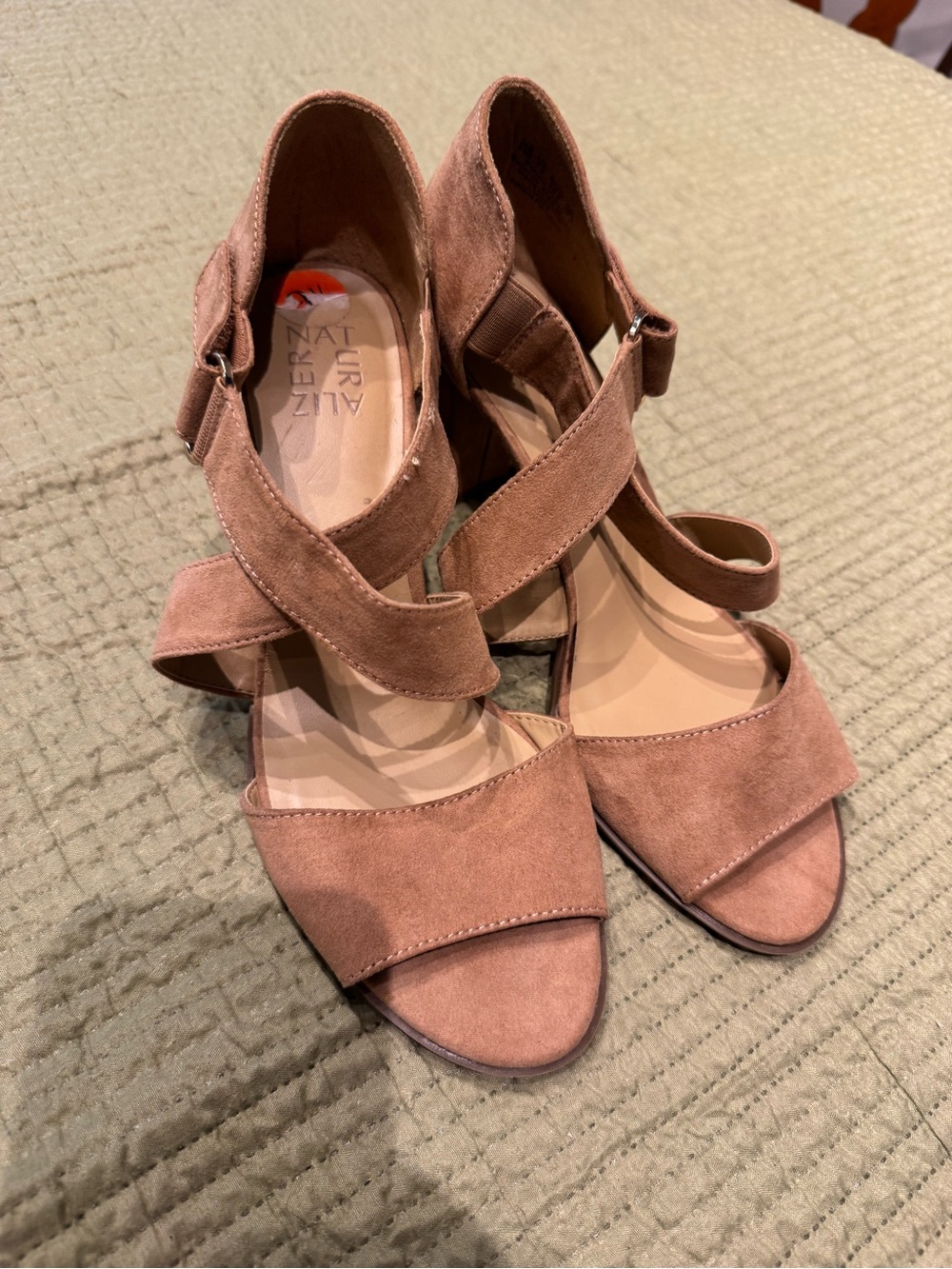Naturalizer Suede Strappy Heels in Dusty Rose